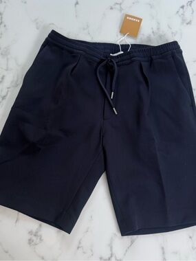 SANDRO SS25 JERSEY BERMUDA SHORTS in Marine Size 40 (medium)